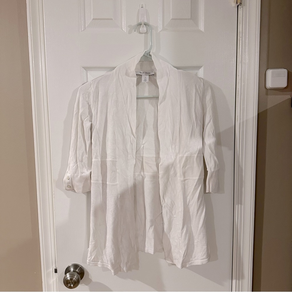 White House Black Market White Half Sleeve Cardigan